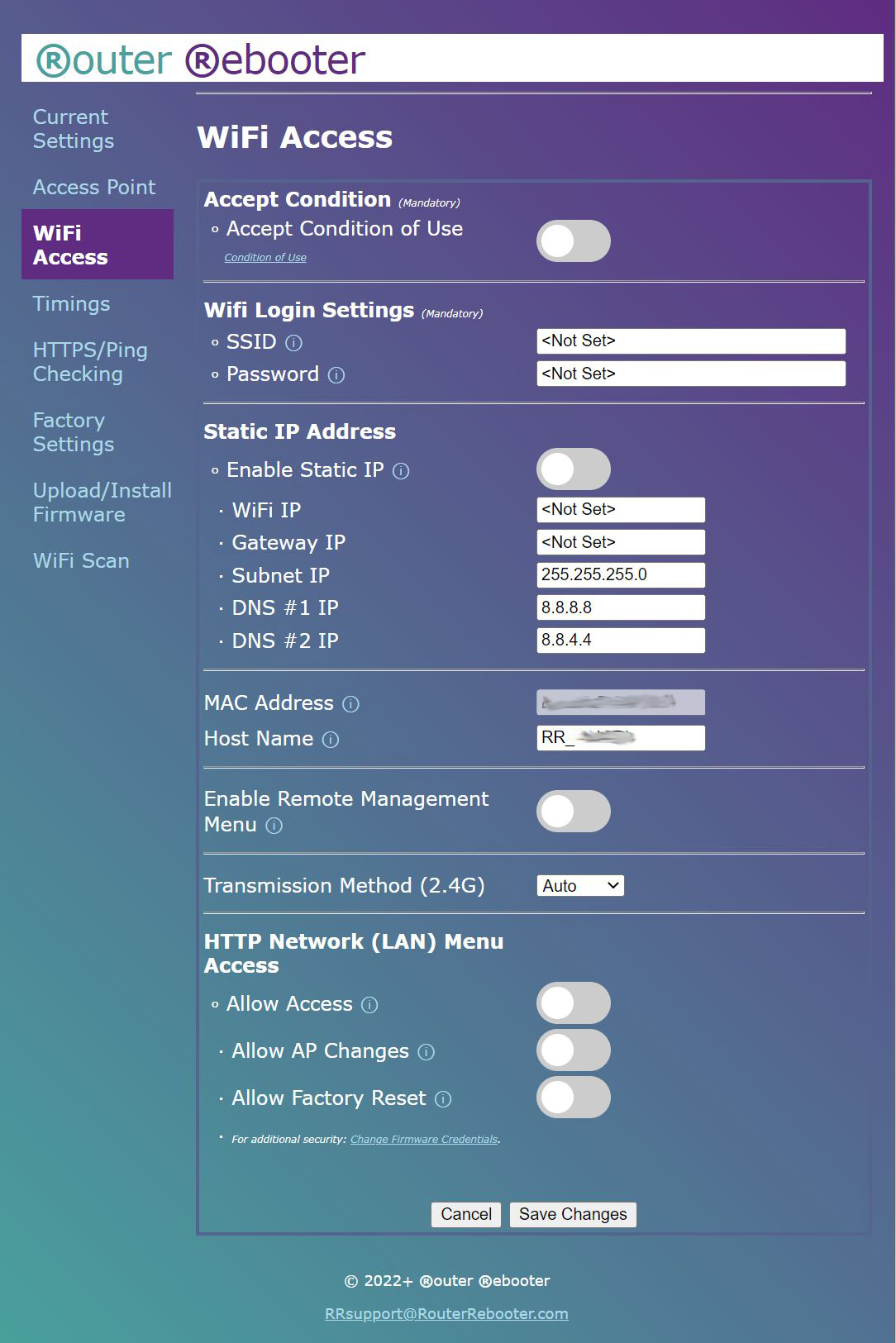 Router Rebooter WiFi Access Menu